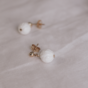 Mini Drop Earrings in White Tridacna Gemstone