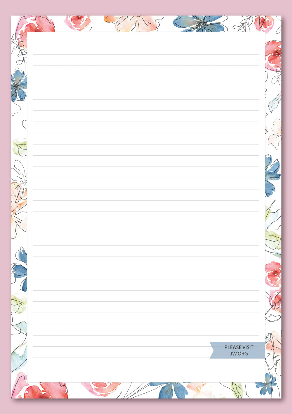 free printable a4 jw writing paper floral border 1 lilydale designs
