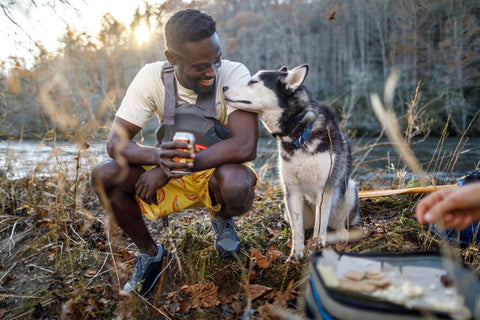 A man and his dog.