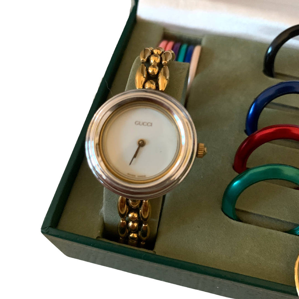 Vintage Gucci 21/200 Ladies Watch Interchangeable Bezel 18k Gold – The  Accessory Circle by X Terrace