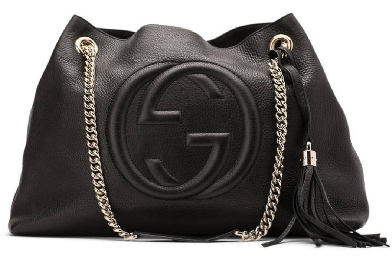 Gucci Soho Shoulder Bag Chain Strap Medium in Black | The Accessory ...