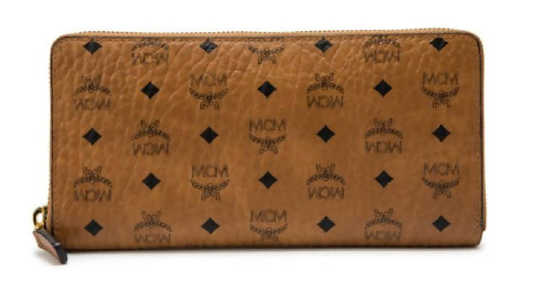 MCM x BAPE Shark Zip Around Wallet Visetos Large Cognac