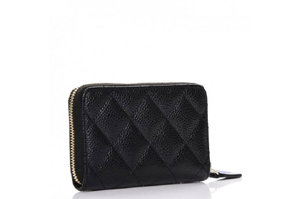 Chanel Zip Coin Purse Quilted Caviar Gold-tone Black in Caviar