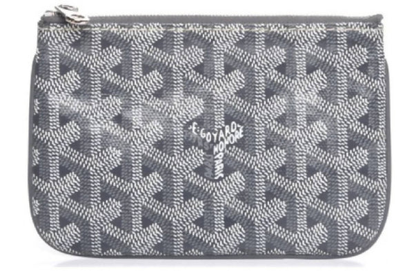 Goyard Senat Pouch Goyardine PM Grey in Coated Canvas with Silver-tone - US