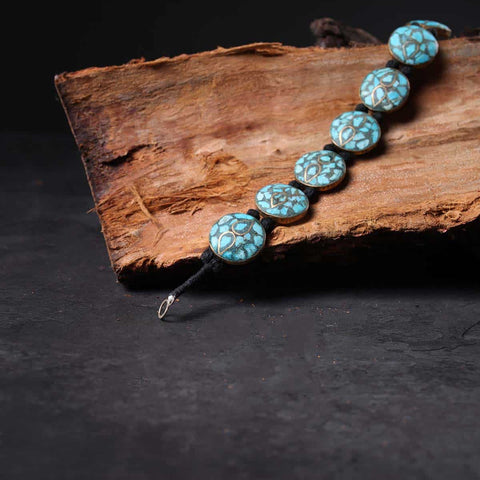 Real Hubei Turquoise stone Bracelet,oval old stone Heshi,green blue  multicolor | eBay