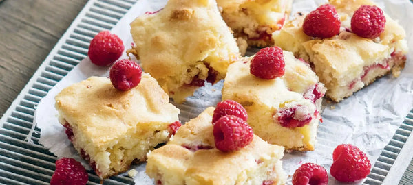 image of delicious looking raspberry white chocolate blondies mmm my mouth is watering