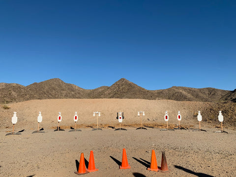 Direct Hit Targets setup for the Rob Leatham and Larry Vickers Advanced Handgun Training Class