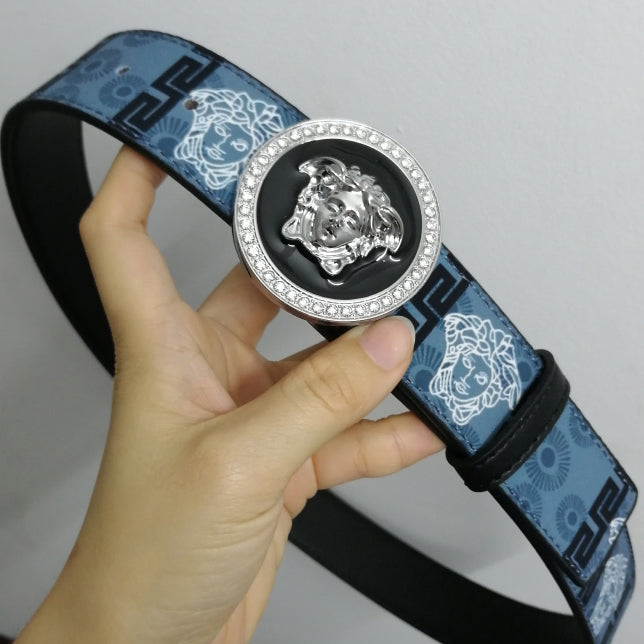 VERSACE Hot Sale Women Men Personality Smooth Buckle Leather Belt