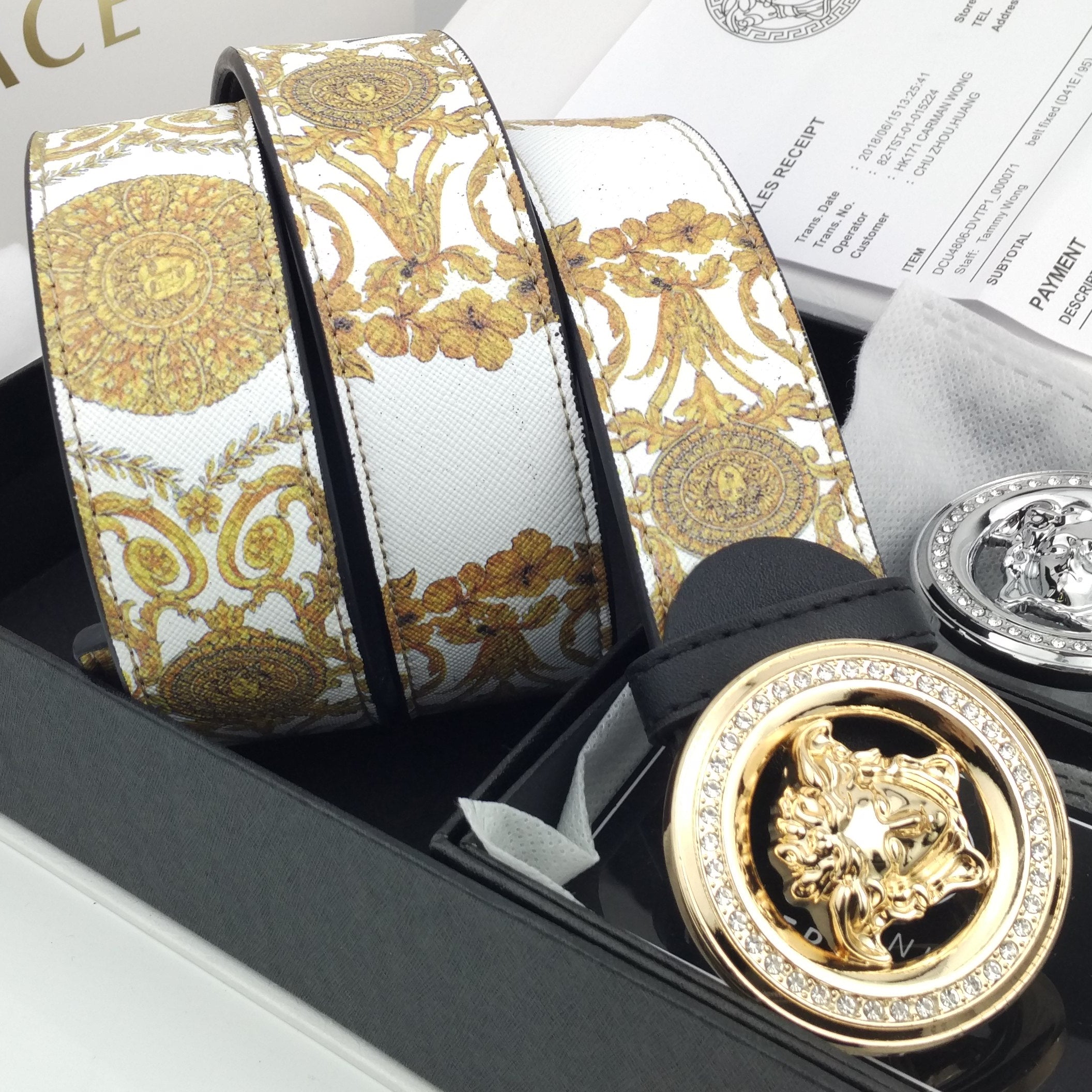 VERSACE Hot Sale Women Men Personality Smooth Buckle Leather Bel