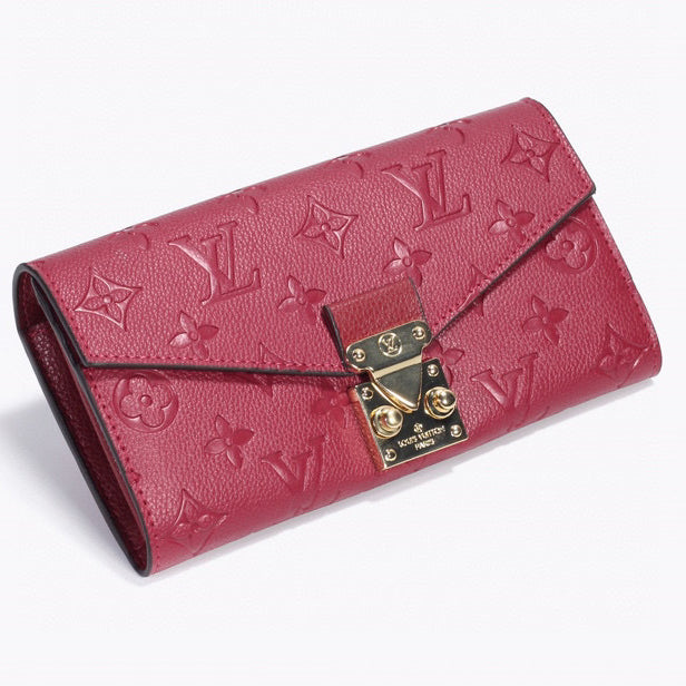 LV Louis Vuitton Hot Sale Fashion Embossed Letters Flip Gold Buckle Key Case Long Wallet Clutch Bag