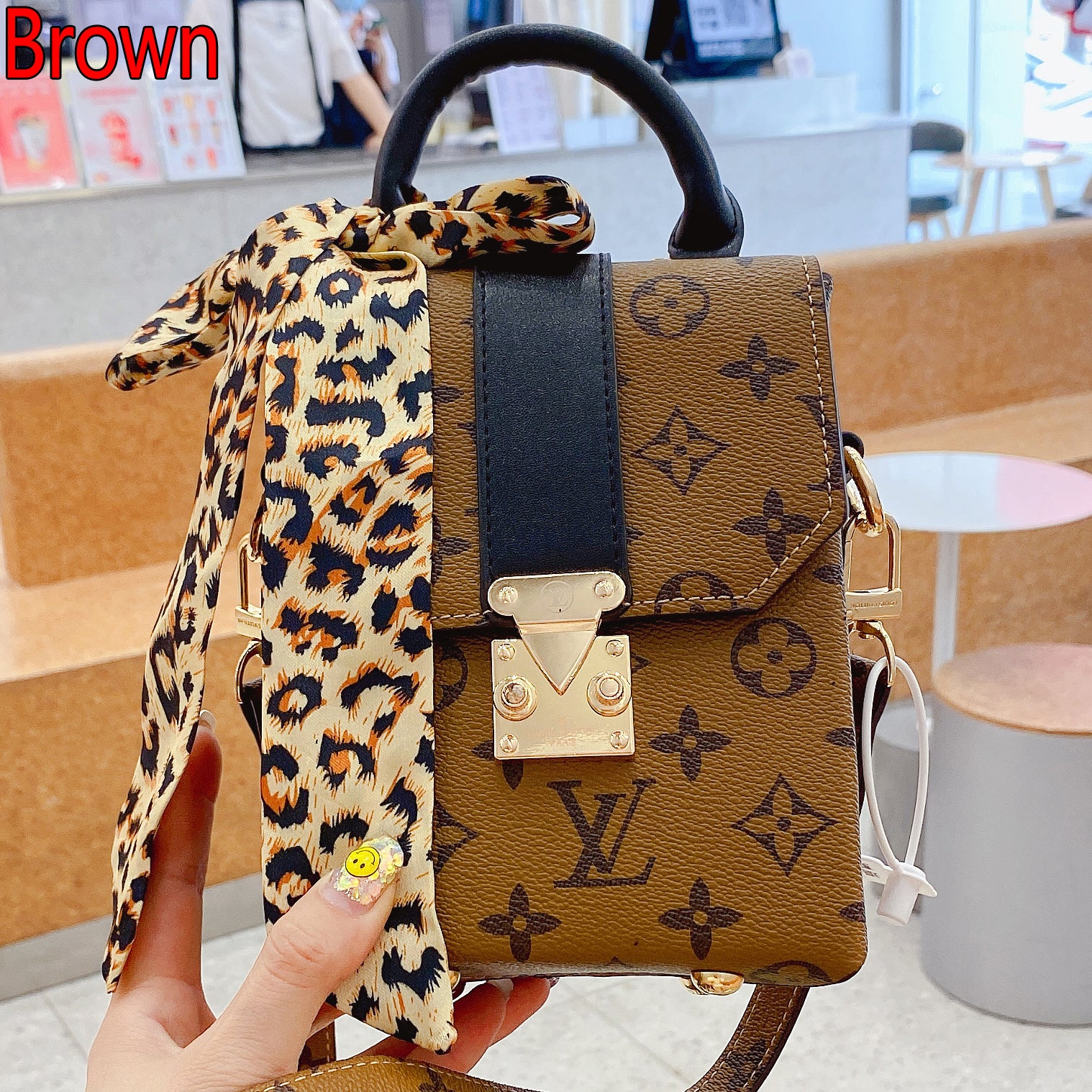 Louis Vuitton LV letter print stitching color ladies shopping handbags shoulder bag messenger bag