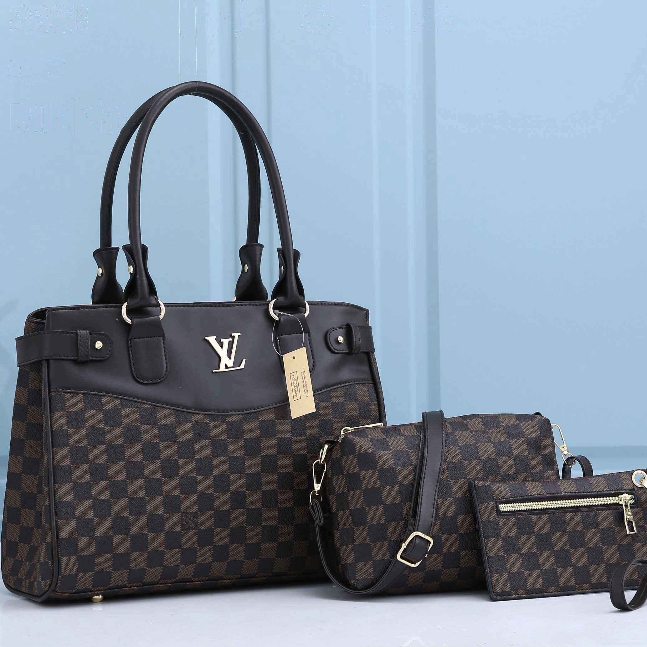 LV Louis Vuitton new product retro print color matching three-piece shoulder bag messenger bag small