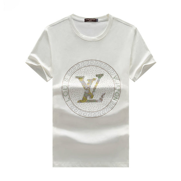 LV Louis vuitton casual fashion diamond short-sleeved top