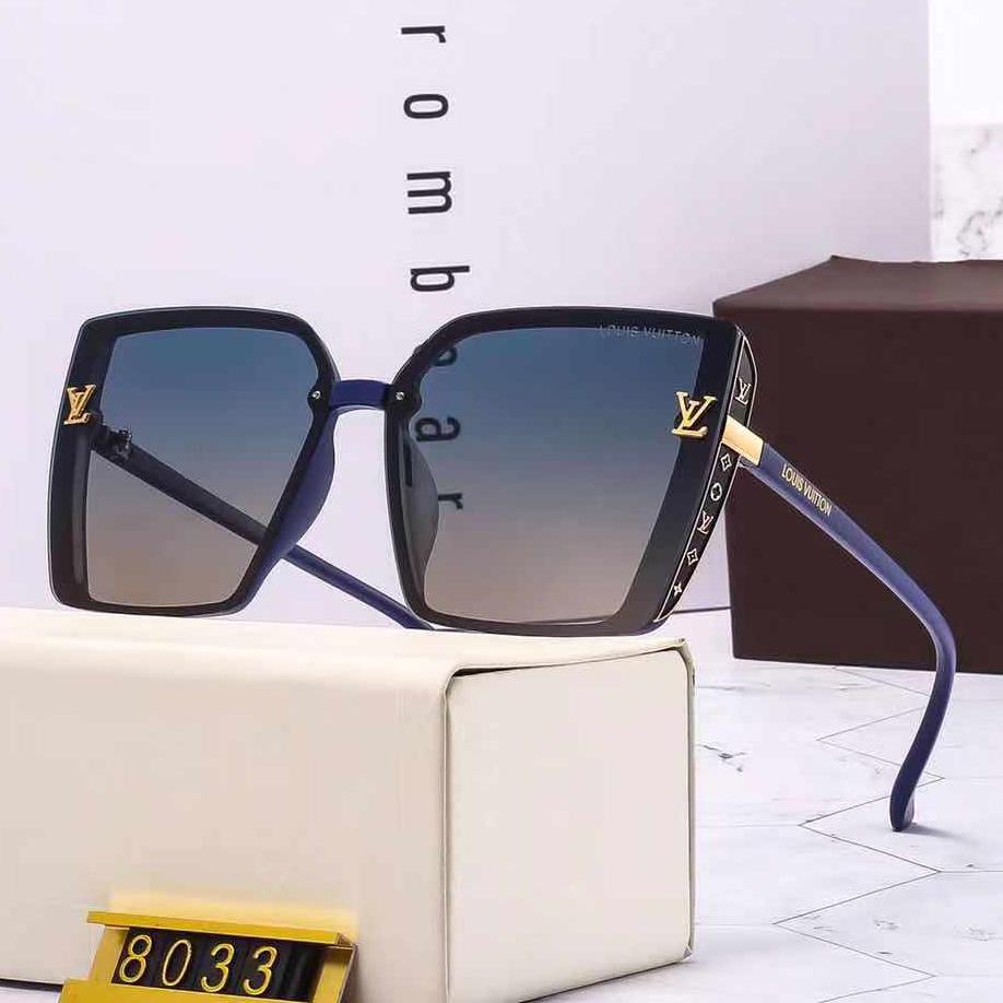 LV Louis Vuitton personality letter gradient mirror men and women sunglasses square sunglasses glass