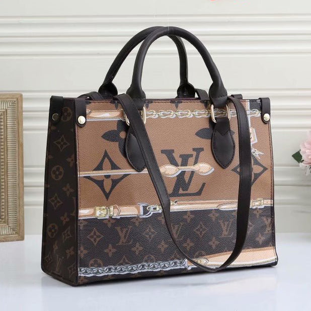 LV Louis Vuitton new product trend color matching printed letters ladies shopping handbag shoulder b