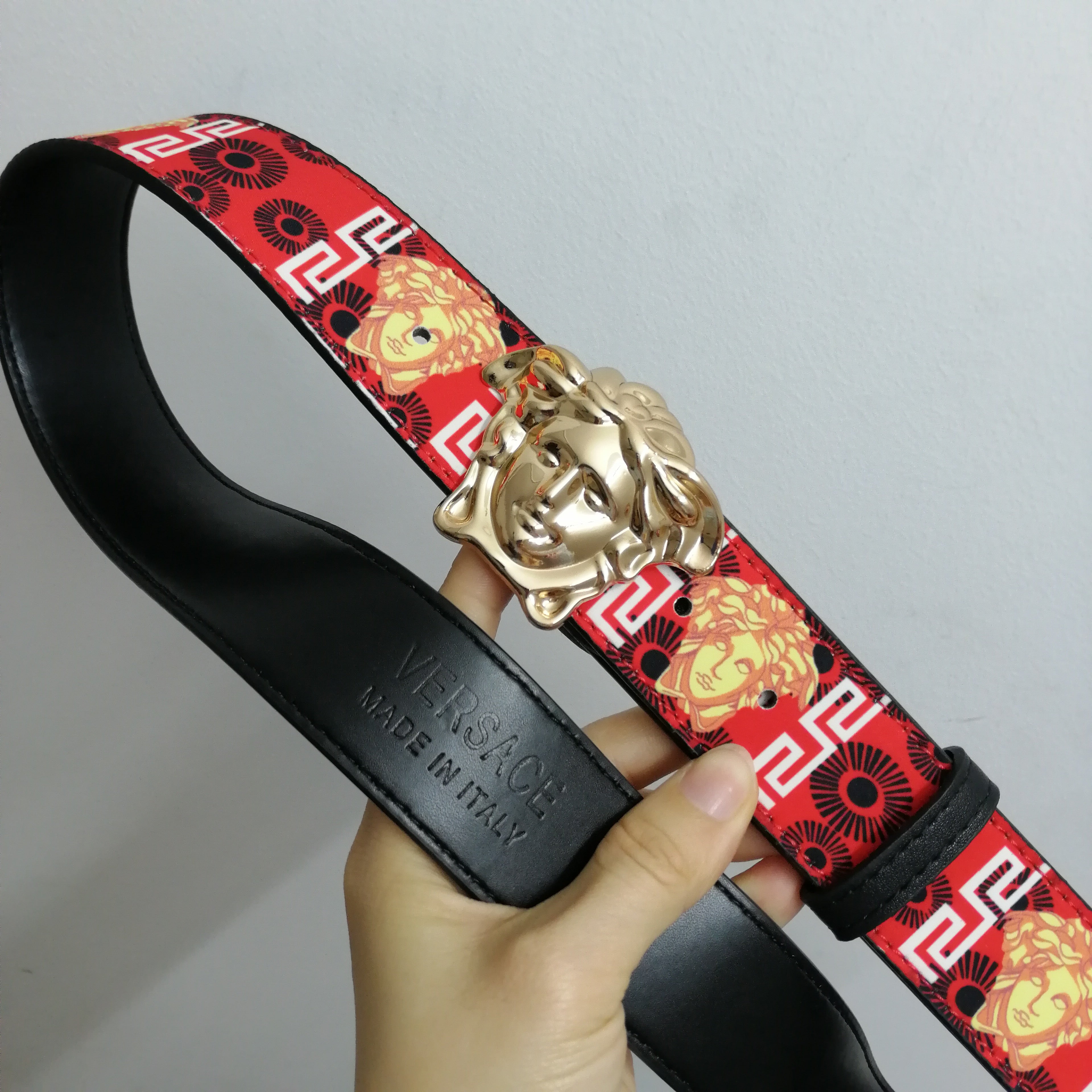 Versace printed men's and women's head buckle belt