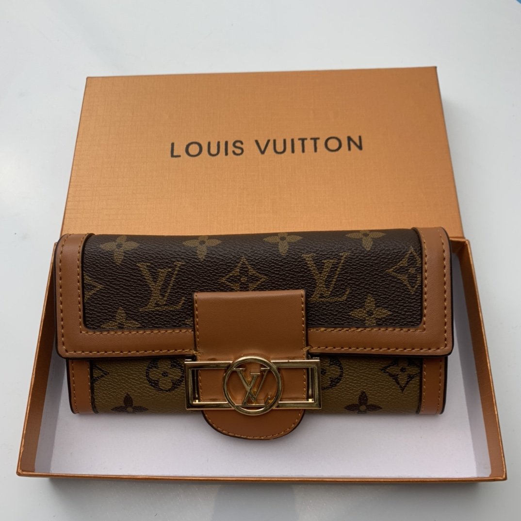 Louis Vuitton LV Hot Sale Classic Color Block Letters Flip Long Short Wallet Key Case