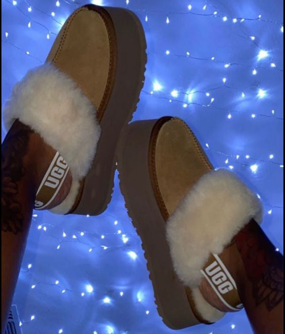 UGG fashion hot sale plush thick bottom toe slippers Shoes Boots