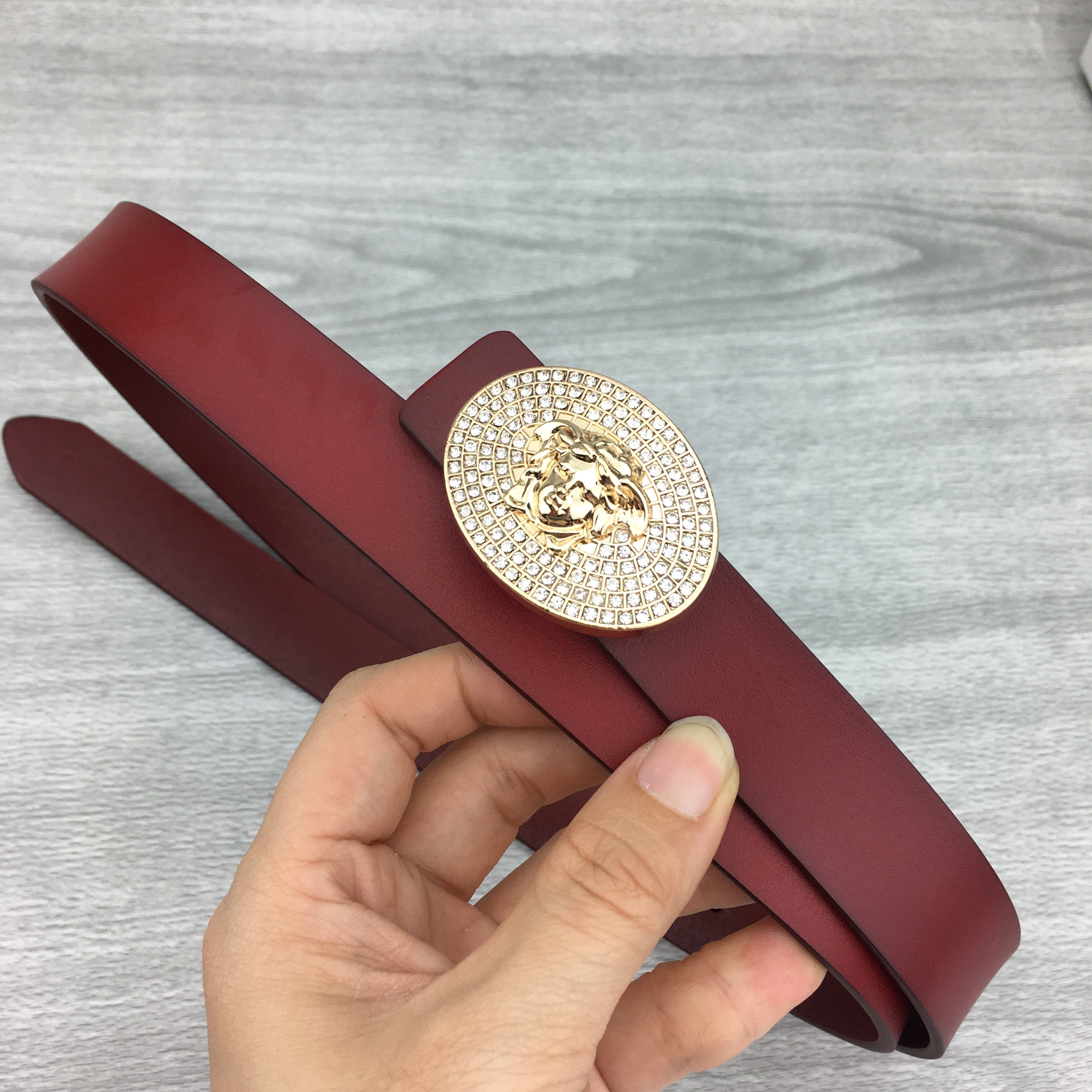 Versace Medusa Diamond Buckle Pure Color Casual Belt