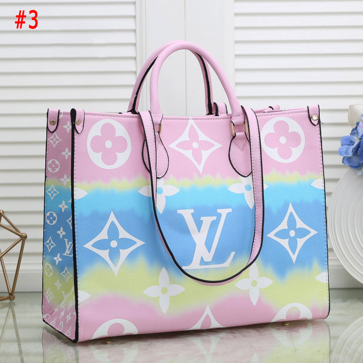 LV Louis Vuitton Hot Sale Classic Gradient Color Print Letter Two-piece Shoulder Bag Messenger Bag H