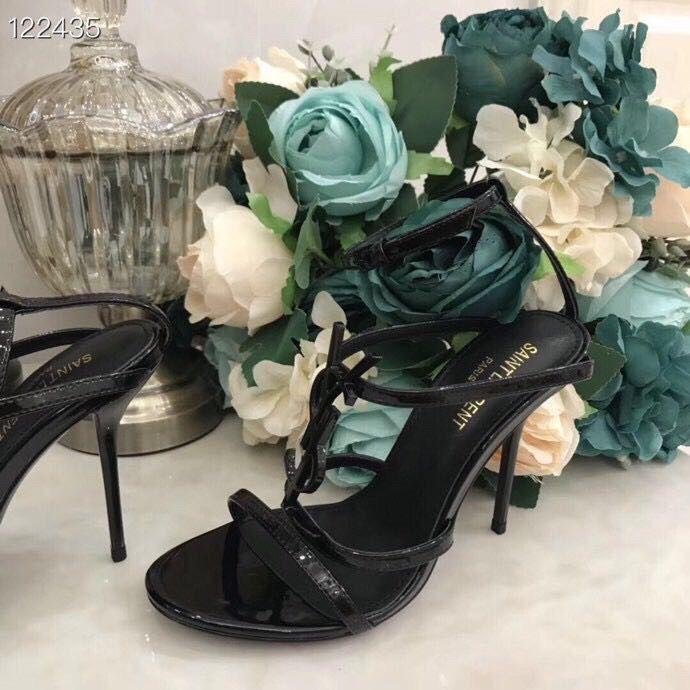 Yves Saint Laurent YSL classic hot sale black retro ladies high heel sandals Shoes