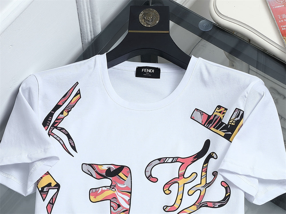 Fendi Print Letter Crew Neck Short Sleeve T-Shirt