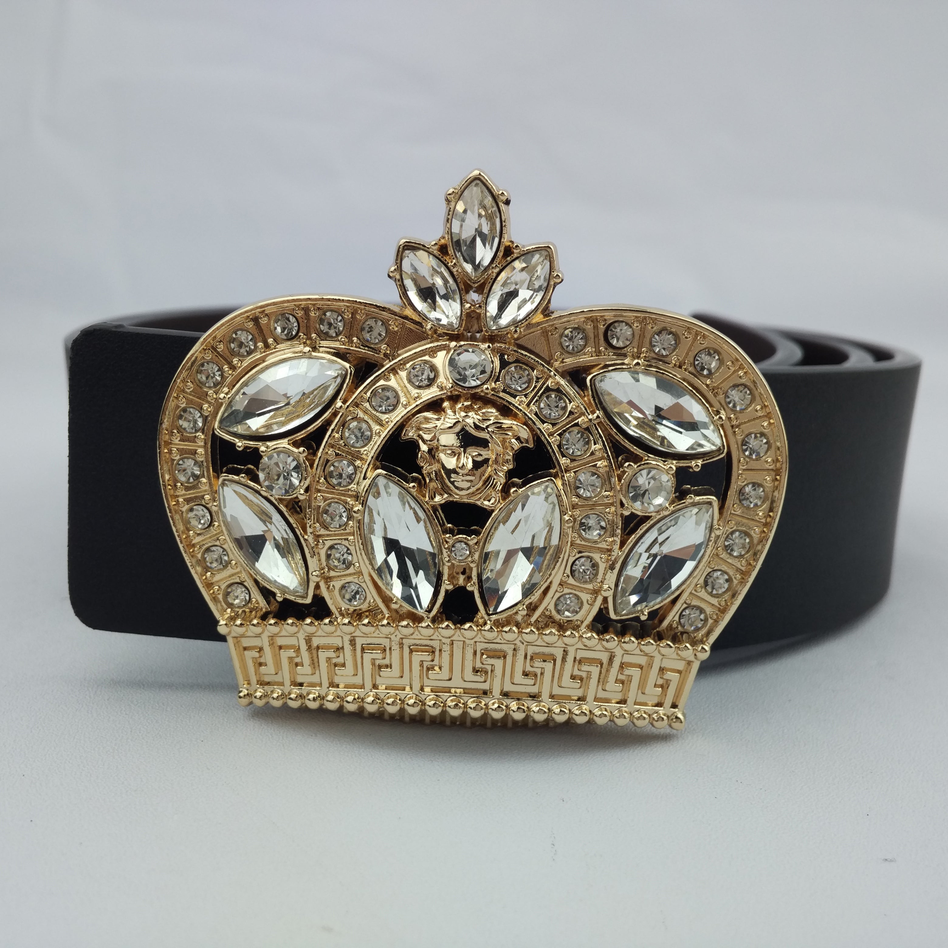 Versace fashion trend solid color Medusa diamond buckle belt