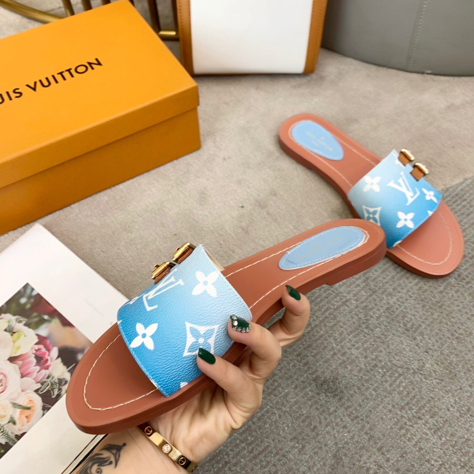 Louis Vuitton LV By the Pool Monogram Women's Sandals Slippers Shoes