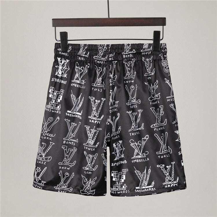 LV Louis vuitton casual fashion trend print shorts