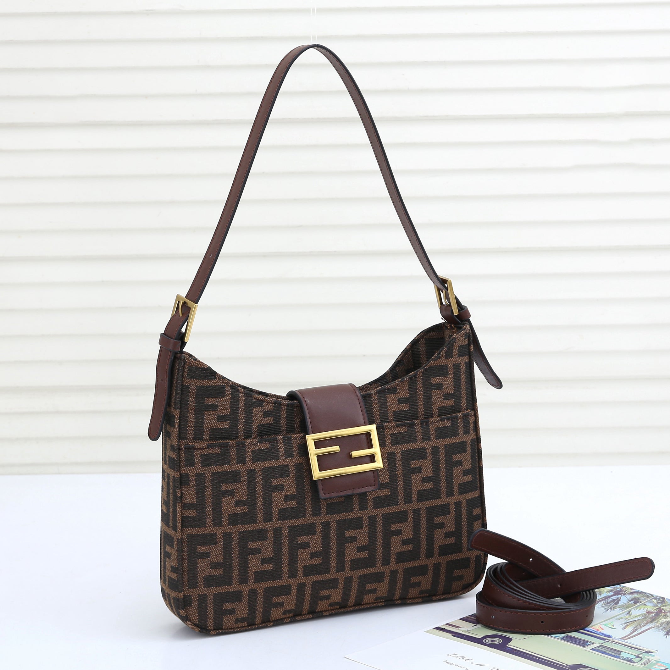 Fendi new zipper fashion all-match shoulder bag