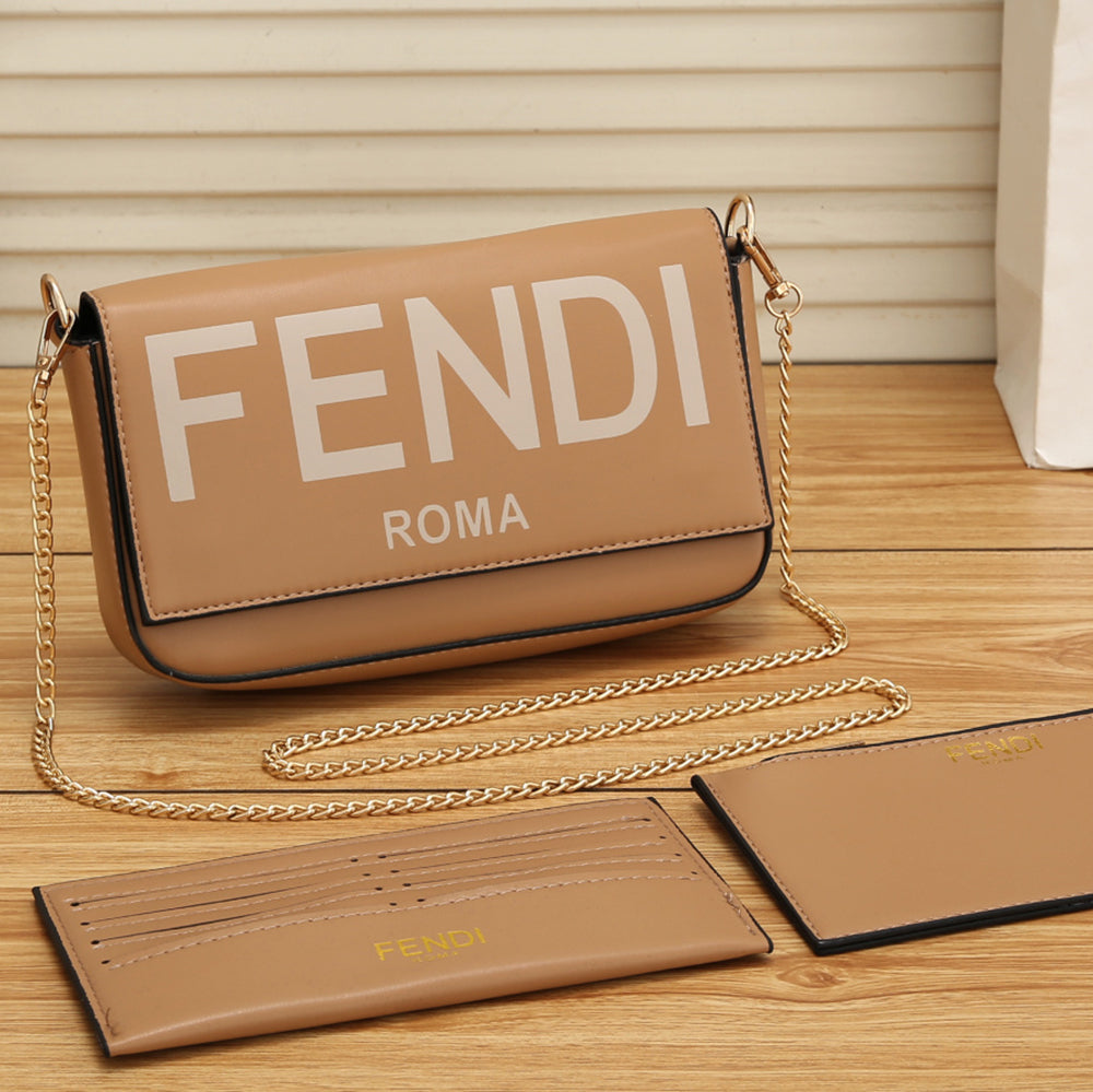 FENDI FF Letter Print Three-Piece Flap Shoulder Bag Crossbody Bag