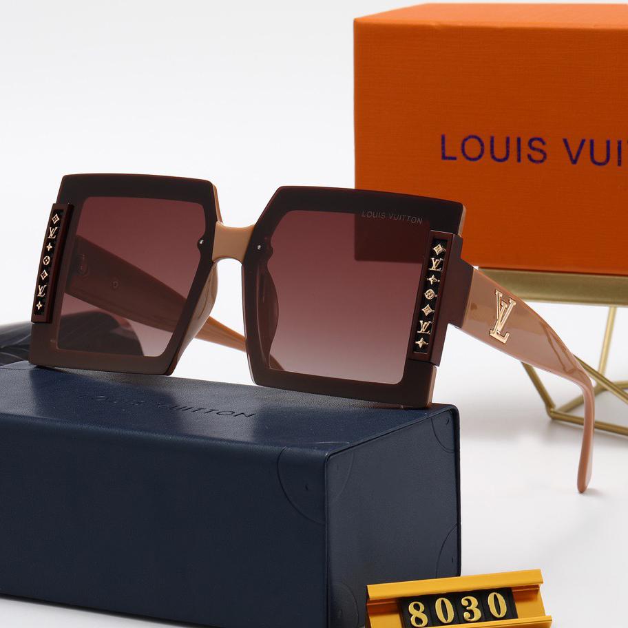 LV Louis Vuitton personality letter gradient mirror men and women sunglasses square sunglasses glass