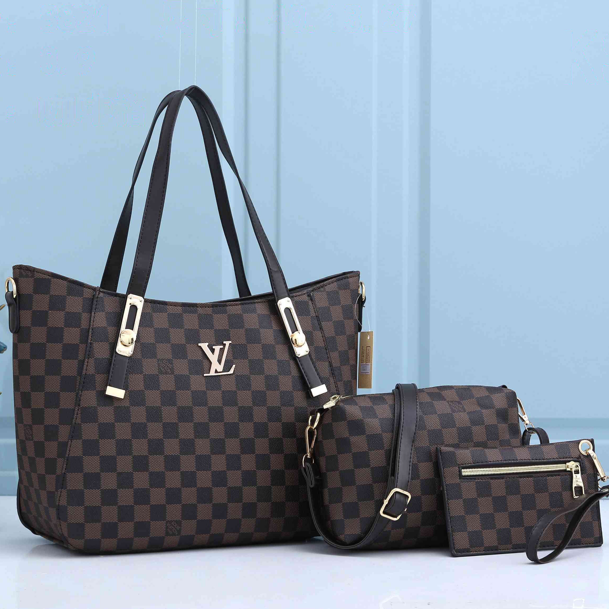 LV Louis Vuitton new product retro print color matching three-piece shoulder bag messenger bag small