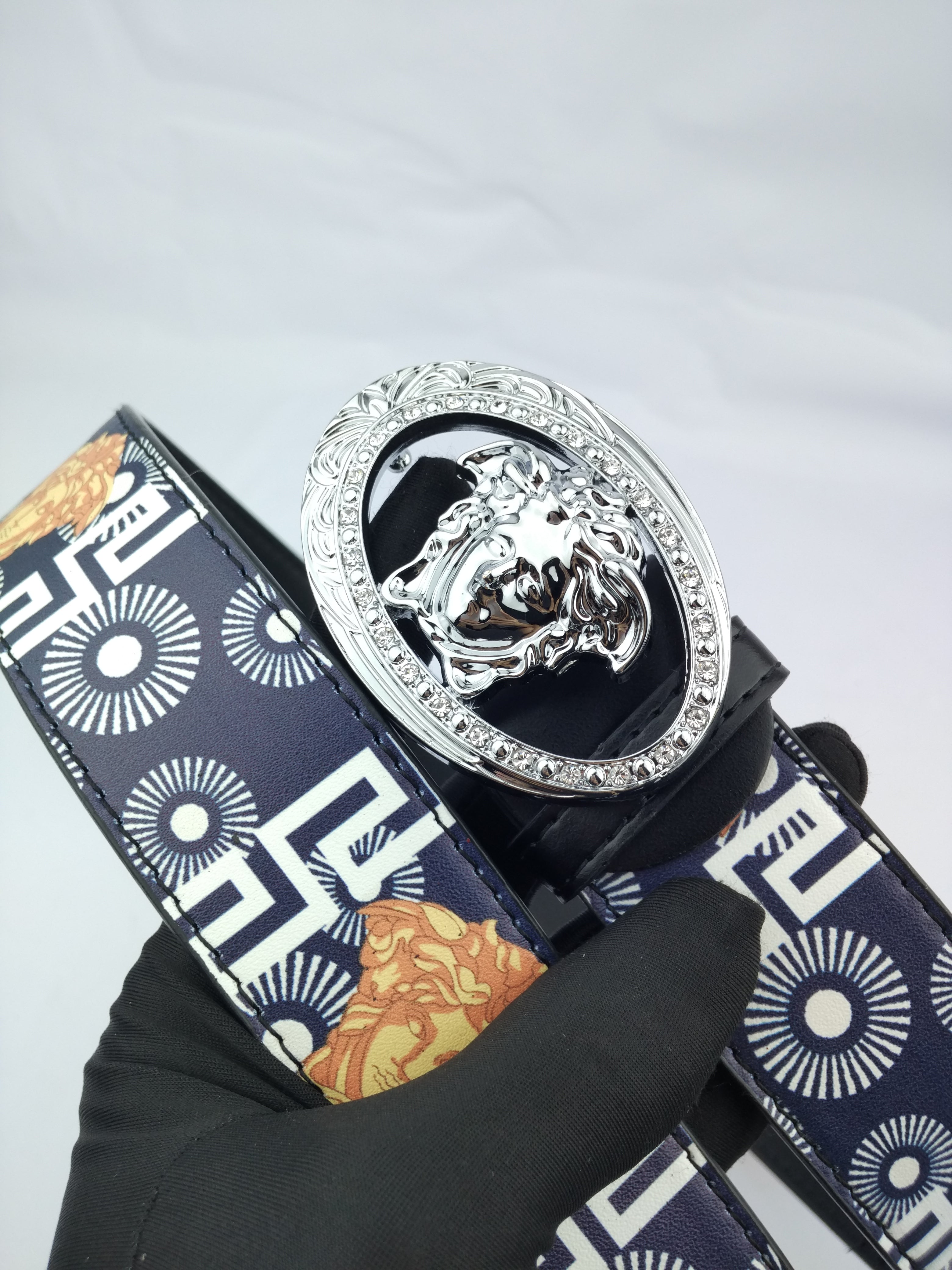 Versace new printed head buckle diamond Medusa belt