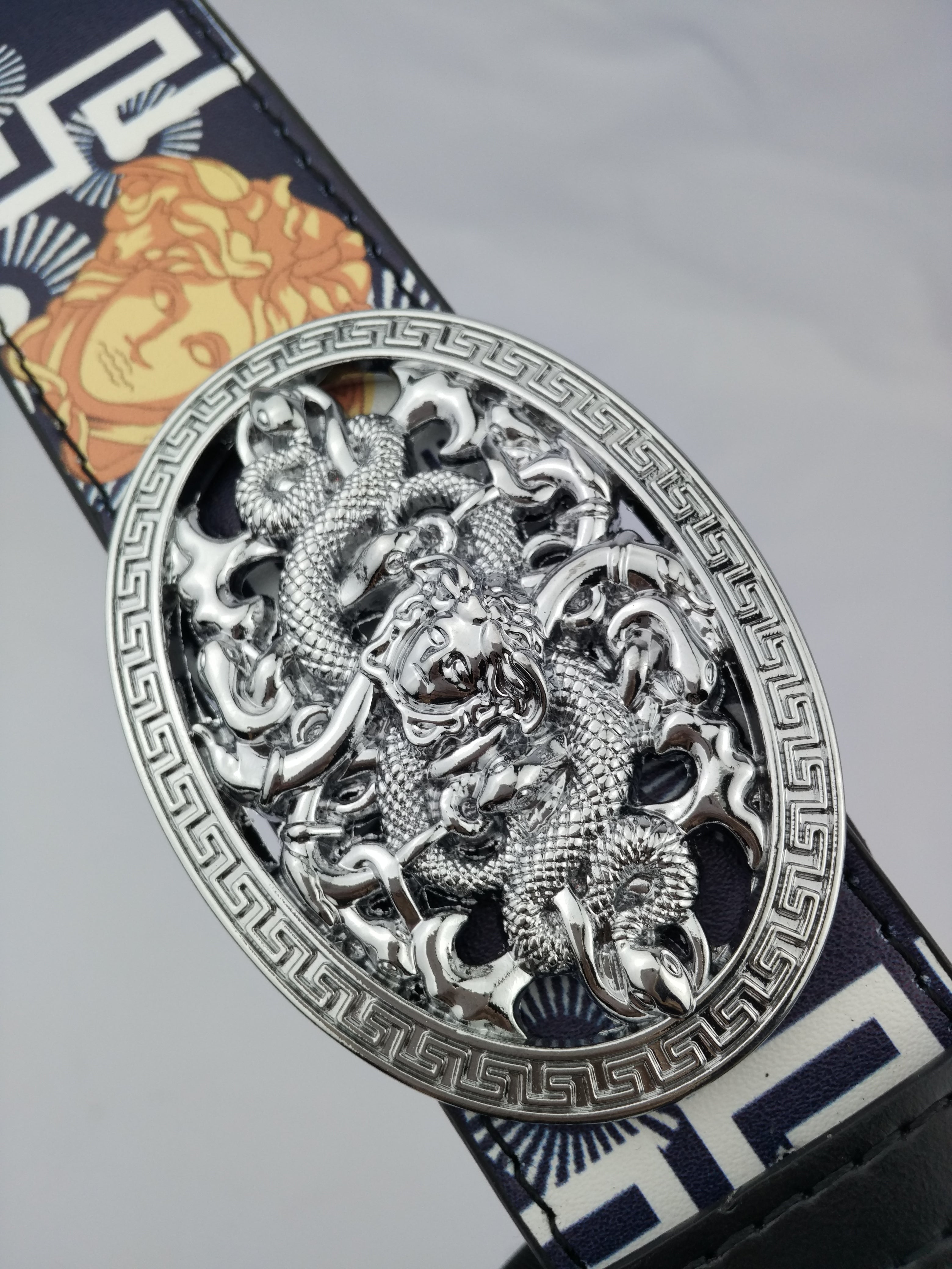 Versace Medusa print round buckle trendy all-match belt