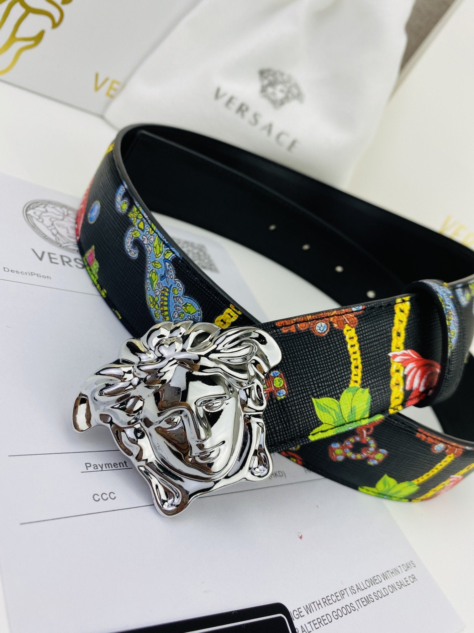 Versace Medusa print head buckle fashion trend belt