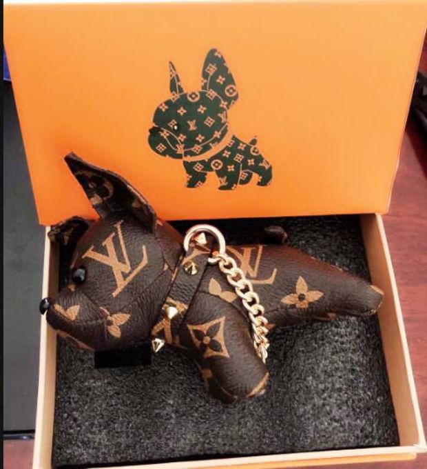 Louis Vuitton Dog Bag Charm and Key Holder Monogram Brown in Calf