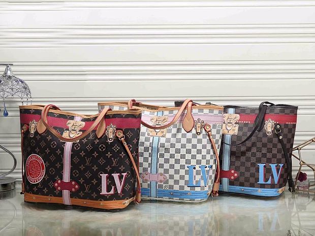 LV Louis Vuitton MONOGRAM CANVAS PRINTING NEVERFULL HANDBAG TOTE