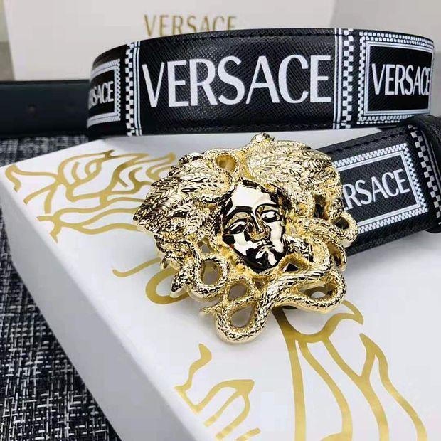 Versace New fashion human head buckle letter print leather coupl