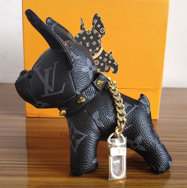 KEYCHAIN LOUIS VUITTON Dark Brown French Bulldog