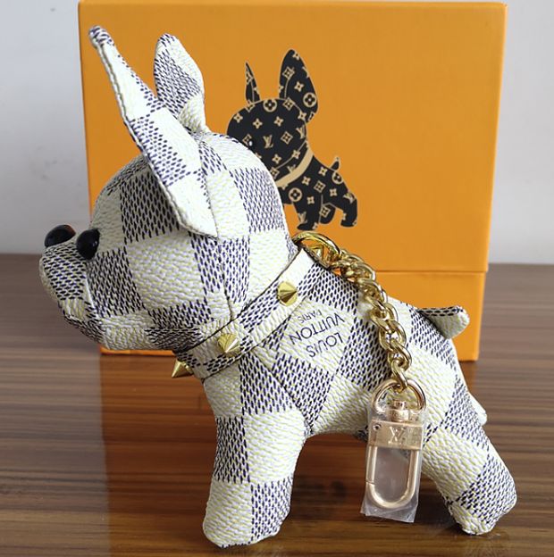 KEYCHAIN White/Brown LOUIS VUITTON French Bulldog