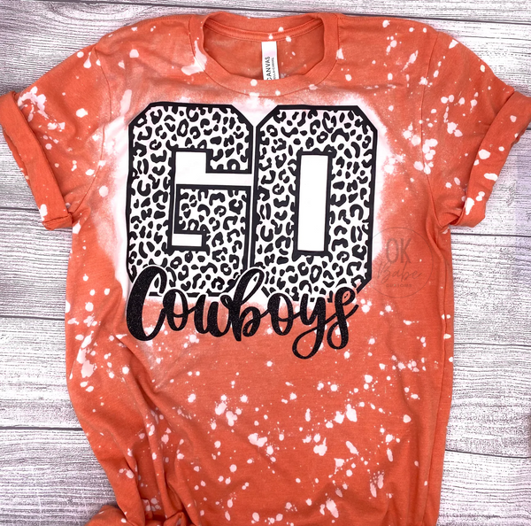 Liv's Boutique Football Custom Go Leopard School Spirit Wear Shirt Bleached M / Dark Grey