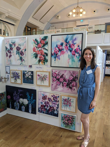 Judy Century Art Floral abstract paintings at Big Art Fair exhibition