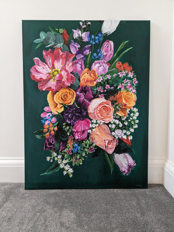 Original Floral painting of colourful flower bouquet by Judy Century