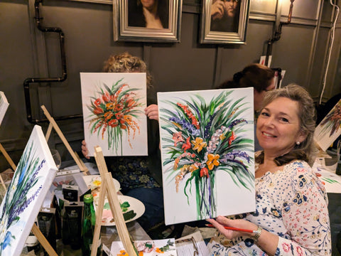 Flower Bouquet abstract painting workshop with Judy Century Art