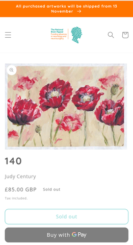 Judy Century Poppy Painting for National Brain Appeal Letter in Mind charity fundraiser sold art