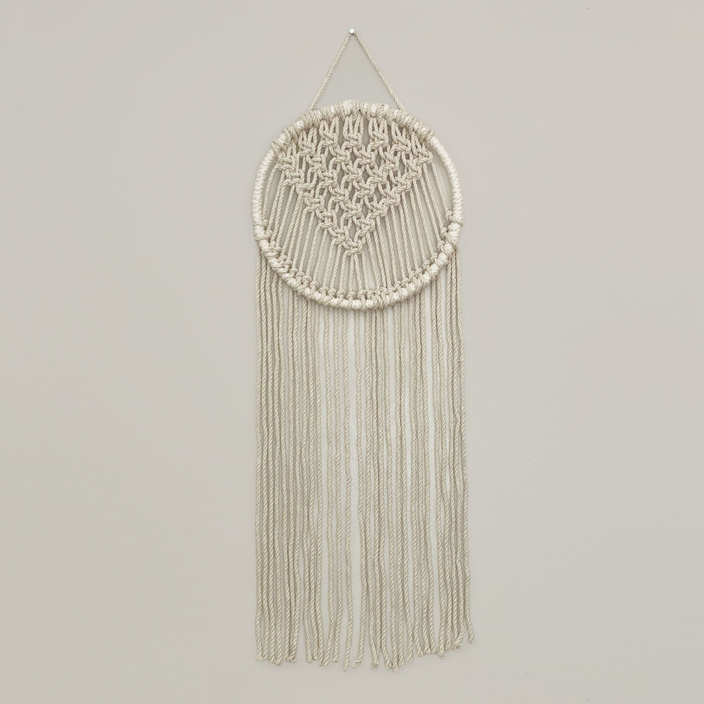 Wood Wall Hanging Macrame, Made Locally by Moon Macrame Modern Knots, Floral Moon or Mushroom Design