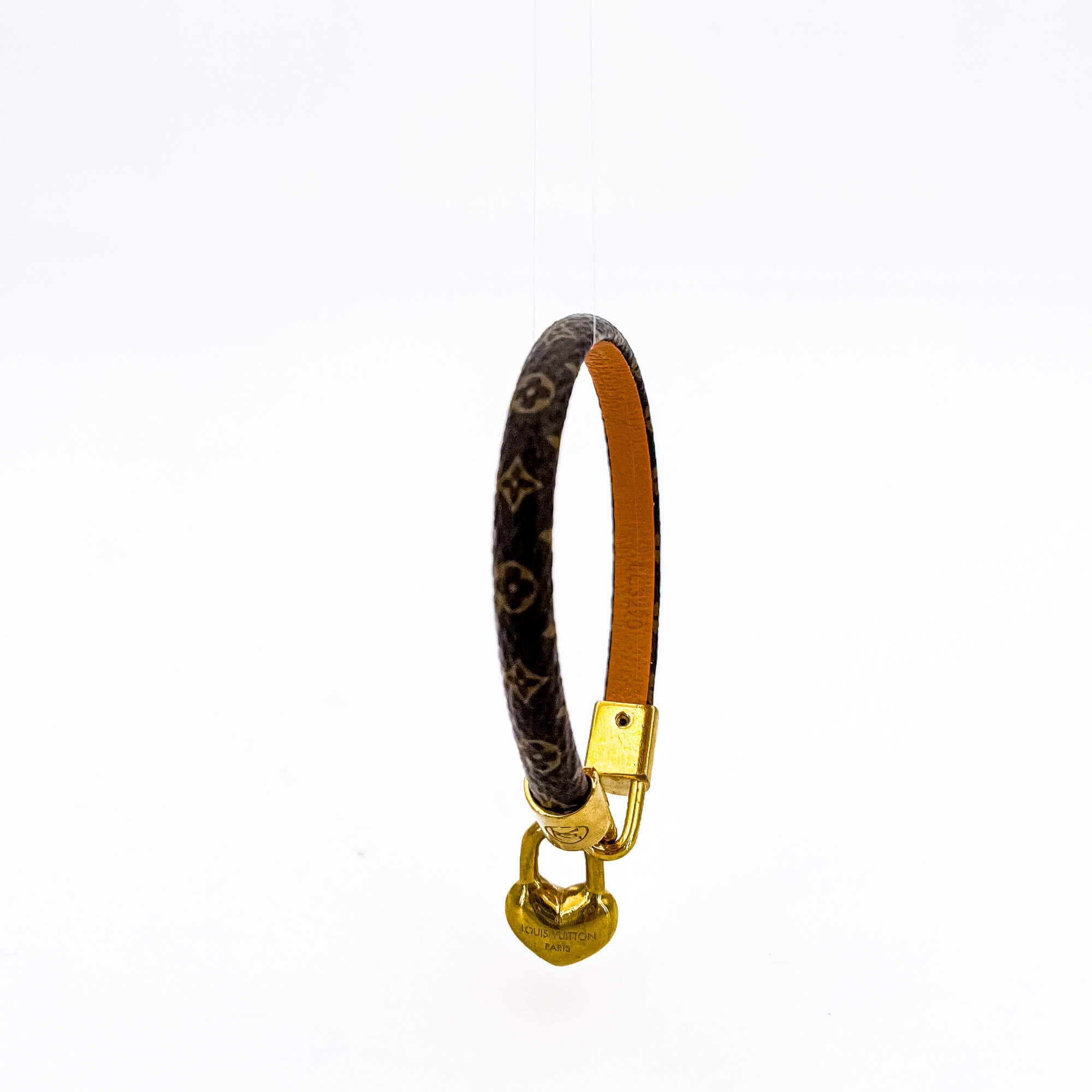 Louis Vuitton M8015F LV Padlock Bracelet , Brown, 19