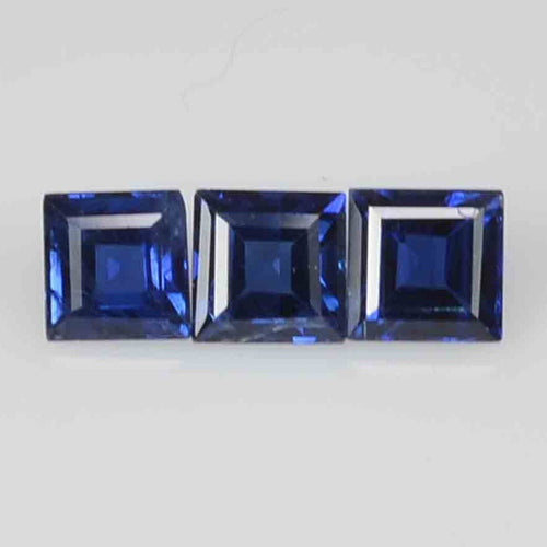 2.5-3.7 mm Natural Calibrated Blue Sapphire Loose Gemstone Square Cut