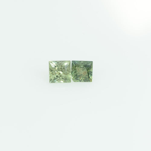 2.5-3.0 MM  Natural Princess Cut Green Sapphire Loose Gemstone